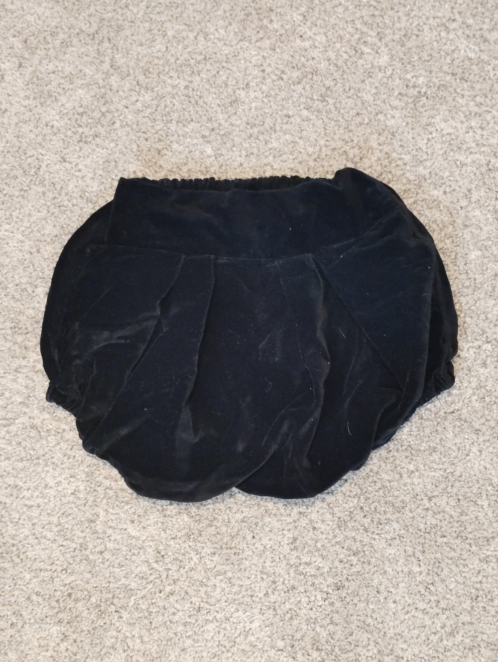 Girls Black Velvet Bubble Shorts with Elastic Waist